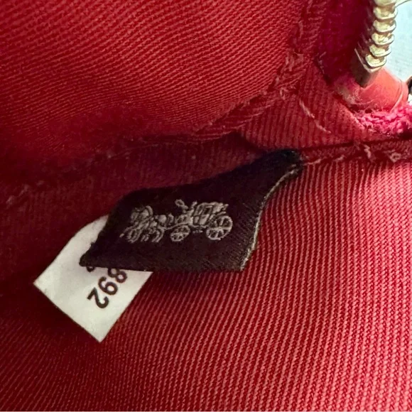 Coach Red Sparkle Glitter Leather Heart Coin Purse Bag Charm Mini Wallet - Picture 10 of 11